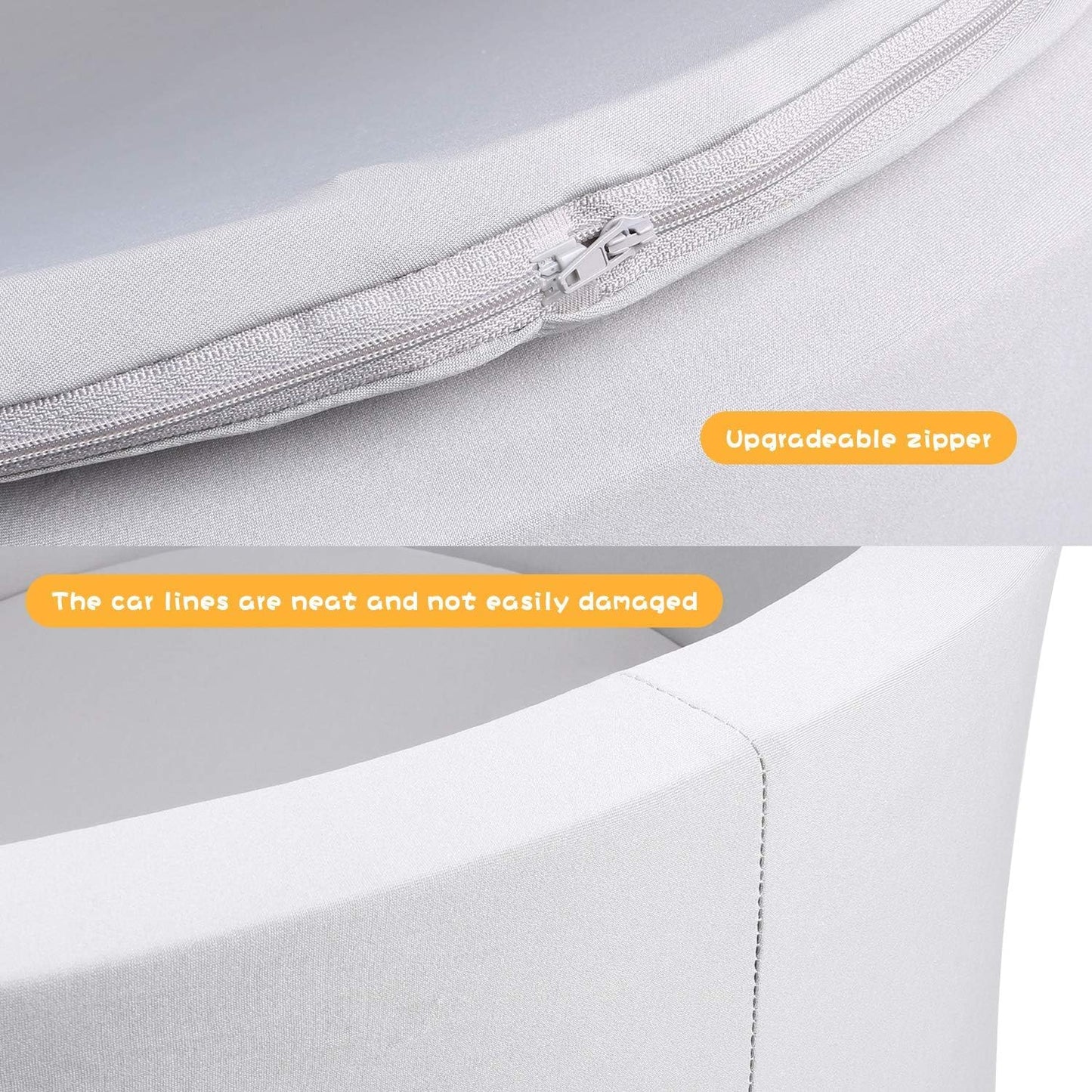 Soft Ball Pit for Toddler, 35" X 12" Foam Ball Pit with Removable Cover, Indoor Memory Sponge round Ball without Balls - Light Grey