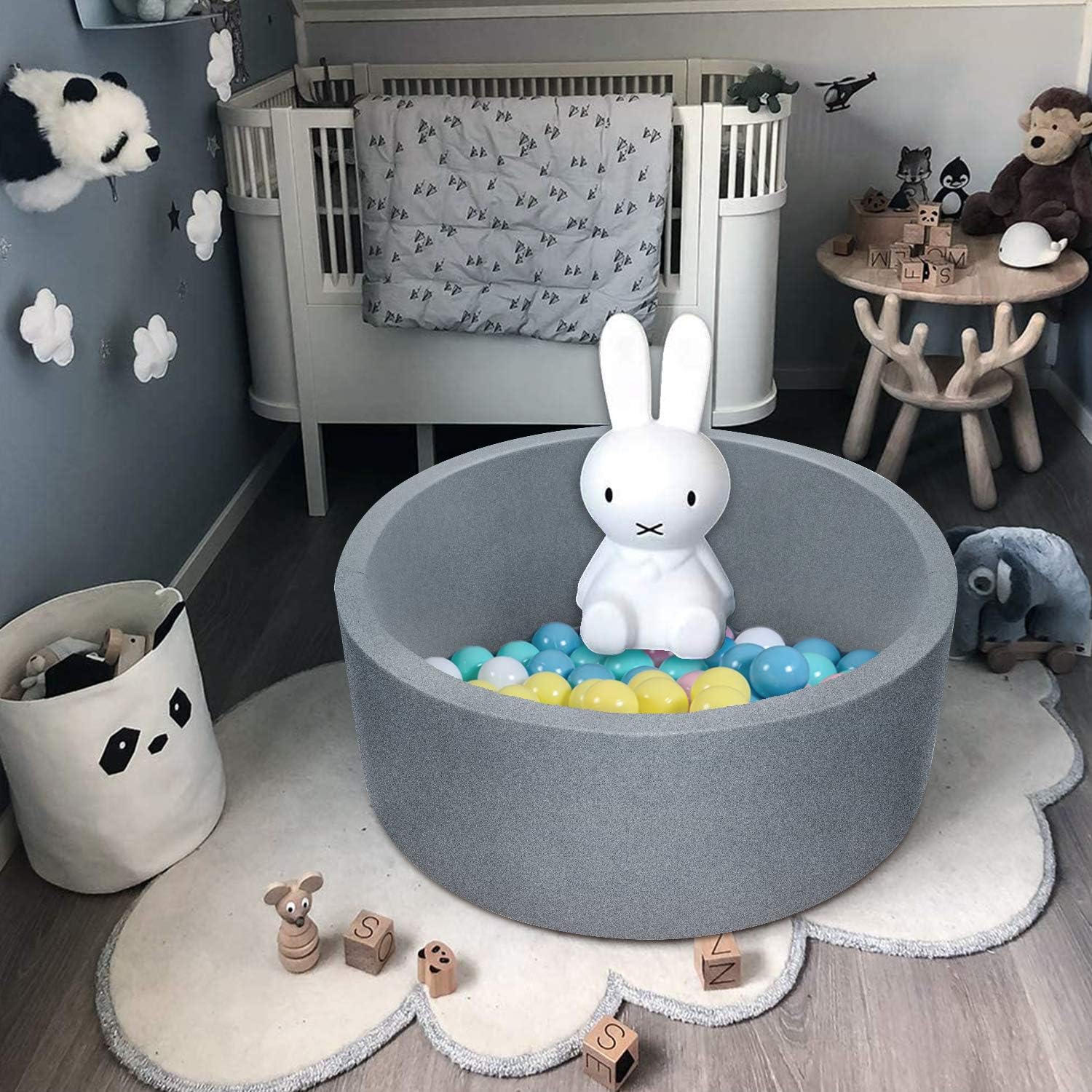 Soft Foam Sponge Indoor round Ball Pit,Ideal for Children - Dark Gray
